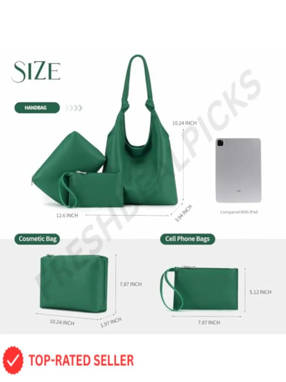 Vegan Leather Hobo Purse Set with Slouchy Shoulder Bag, Small Purse & Clutch
